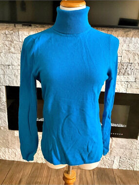 Cashmere Blue Turtleneck Sweater Size Large